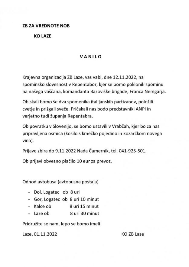 Vabilo Repentabor 12.11.2022