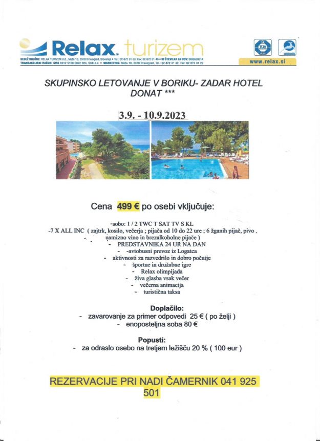 Letovanje v Boriku od 3.9.- 10.9
