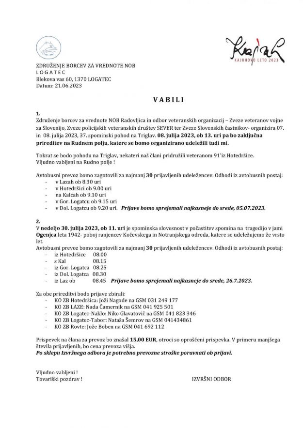Vabilo-Pokljuka – Rudno polje 08.07.2023