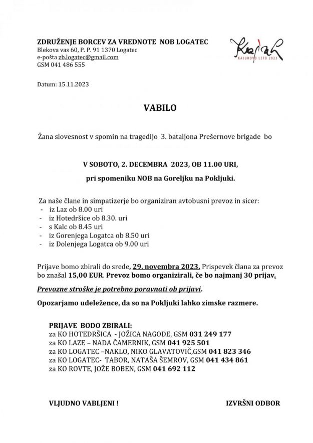 Vabilo Goreljek 2023