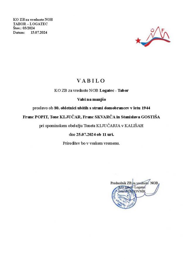 Vabilo Kališe